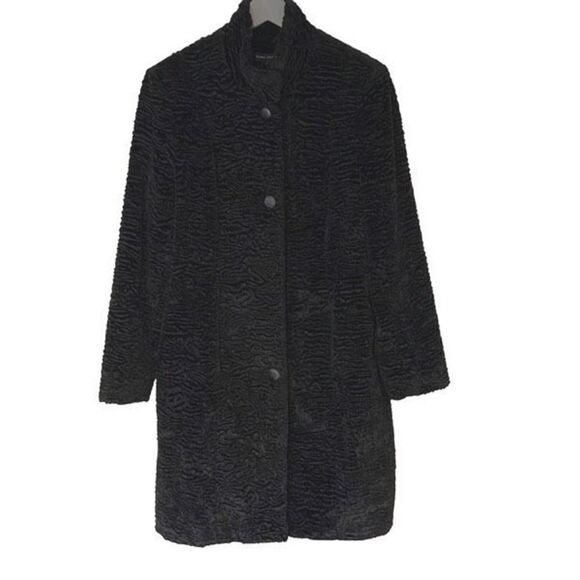 Valerie Stevens Womens Dress Coat 3/4 Sleeve Classic Black Medium